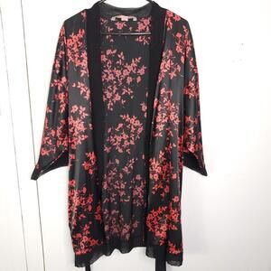 Victorias Secret Robe Womens One Size Tie Waist Silky Very Sexy Red Black